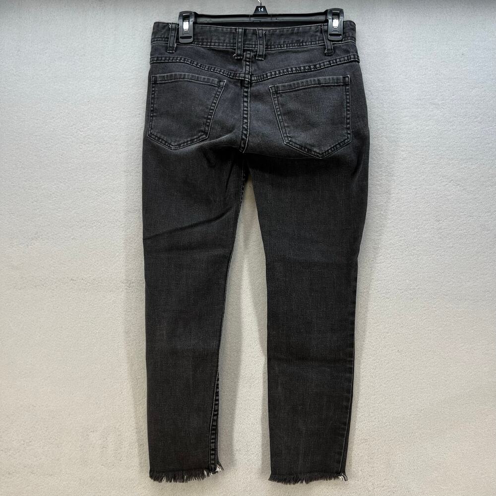 Free People Jeans Women's 27 (4) Black Classic Skinny Raw Hem Preppy Normcore - Picture 2 of 14